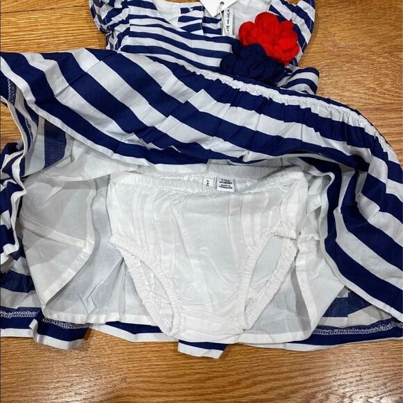 Janie and Jack Navy Stripes + Bloomers - Picture 2 of 3